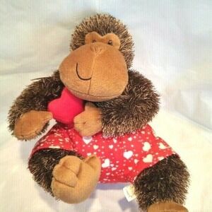 Valentine Hallmark Plush Gorilla Heart Lights Up Beats Boom Boom WORKS